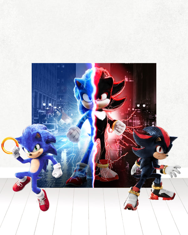 Sonic/Shadow Themed Party Backdrops-Props