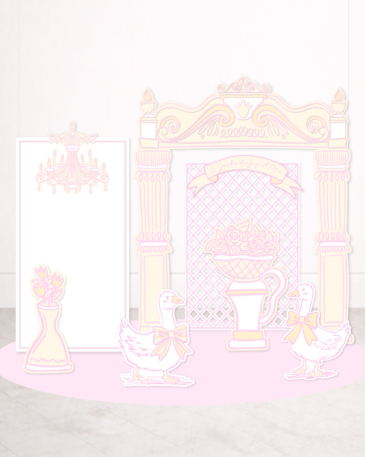 2d French Garden Ballet Party Backdrop Set | Pastel Pink & Blue Storyb ...