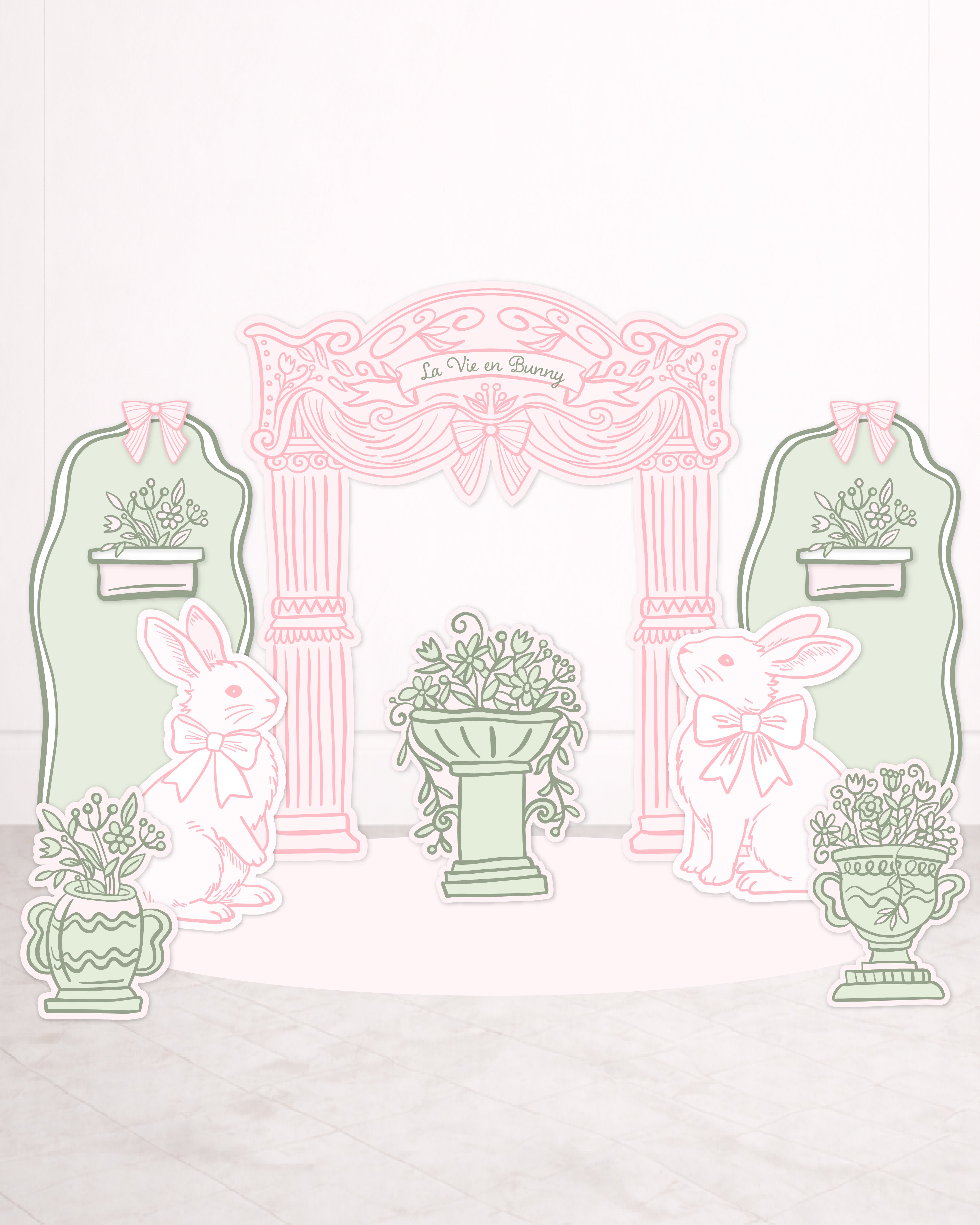 2d French Garden Ballet Party Backdrop Set | Pastel Pink & Blue Storyb ...