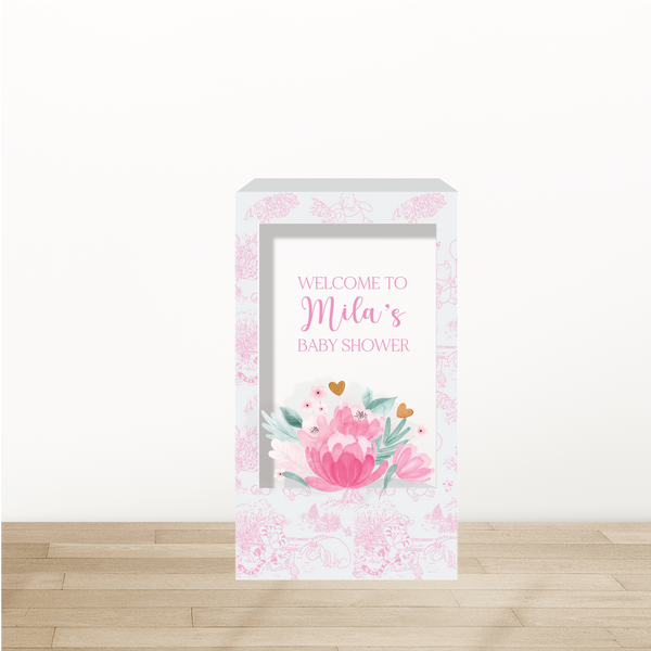 Custom Foam Board Welcome Sign Flower Box Pink|Blue Toile Vintage Welcome Signs, Foam board, Animal Print, Toile, Baby and Bridal Showers