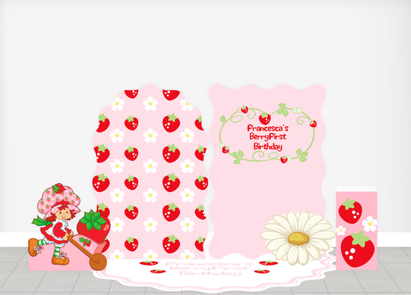 Strawberry Shortcake Birthday Party Backdrops, Props. Birthday Decoration party Strawberry Shortcake