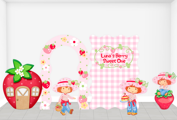 Strawberry Shortcake Birthday Party Backdrops, Props. Birthday Decoration party Strawberry Shortcake