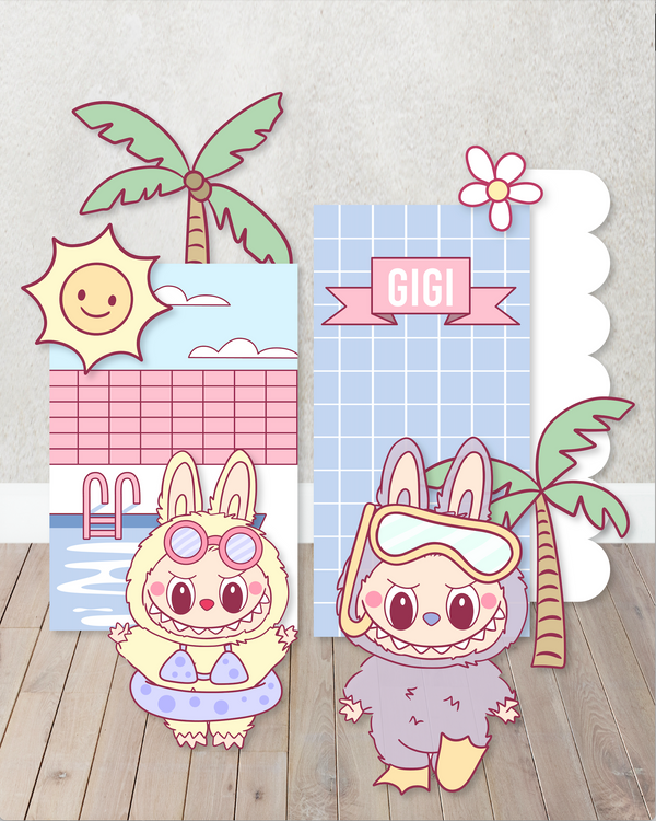 Labubu Characters/Custom PROPS Cutouts in Foam Board for Birthday Parties, Trending Pink Cartoon Character  Decorations, Backdrops any theme.Labubu