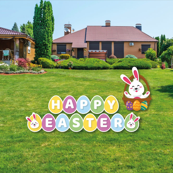 Happy Easter Yard Signs, Easter Yard Signs, Easter Decorations, Easter Lawn Signs, Easter Eggs, Easter Bunny, Easter Decor Set With Stakes