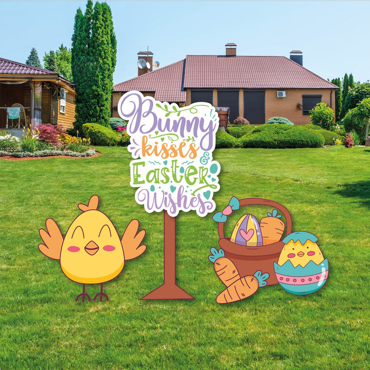 Happy Easter Yard Signs, Easter Yard Signs, Easter Decorations, Easter Lawn Signs, Easter Eggs, Easter Bunny, Easter Decor Set With Stakes