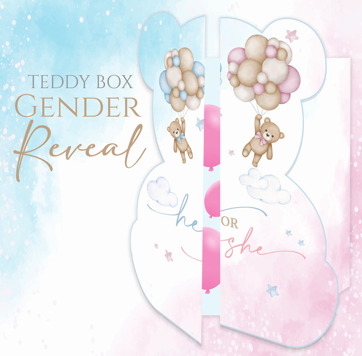 Teddy Bear Gender Reveal Box –We Can Bearly Wait –Surprise Gender Reveal Box- Balloons Gender Reveal- Gender Guess Board- Boy or Girl