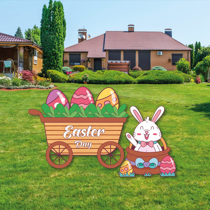 Happy Easter Yard Signs, Easter Yard Signs, Easter Decorations, Easter Lawn Signs, Easter Eggs, Easter Bunny, Easter Decor Set With Stakes