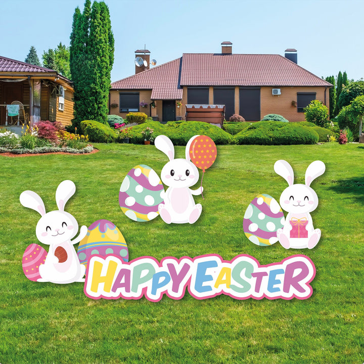 Happy Easter Yard Signs, Easter Yard Signs, Easter Decorations, Easter Lawn Signs, Easter Eggs, Easter Bunny, Easter Decor Set With Stakes