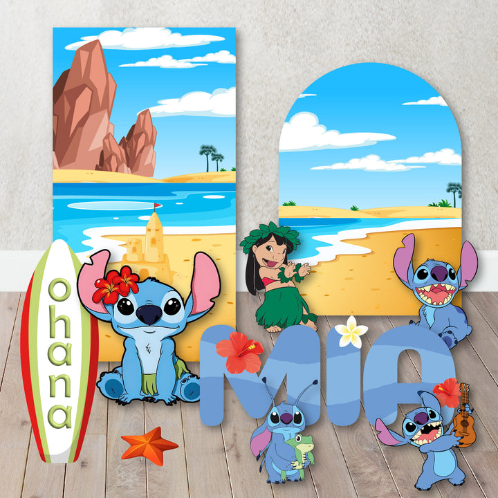 Party Backdrops, Background in Foam Board, Inspired Stitch Decorations for Birthdays Lilo Themed party background .Items sold Separately