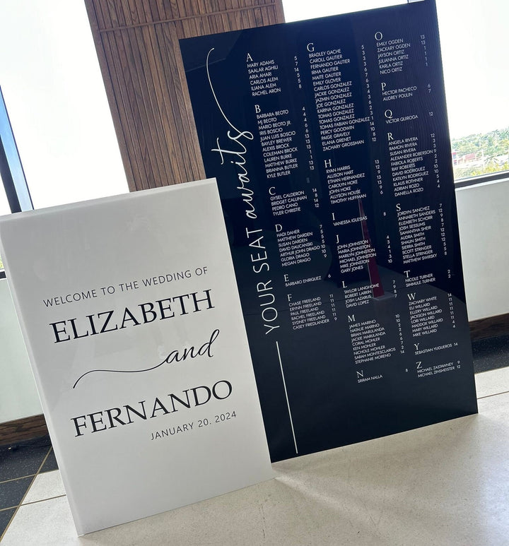 Custom Seating Chart for Weddings, Parties, Events, Wedding seating chart, Rectangular or Arched Panel Entrance Sign Acrylic Custom.Signs