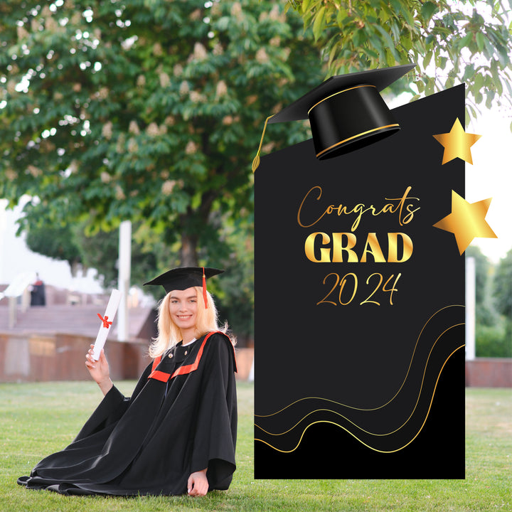 Class of 2024 Graduation Party Backdrop and Photo Booth Foamboard | Personalized College Grad School Colors Banner High School Graduation