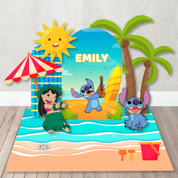 Party Backdrops, Background in Foam Board, Inspired Stitch Decorations for Birthdays Lilo Themed party background .Items sold Separately