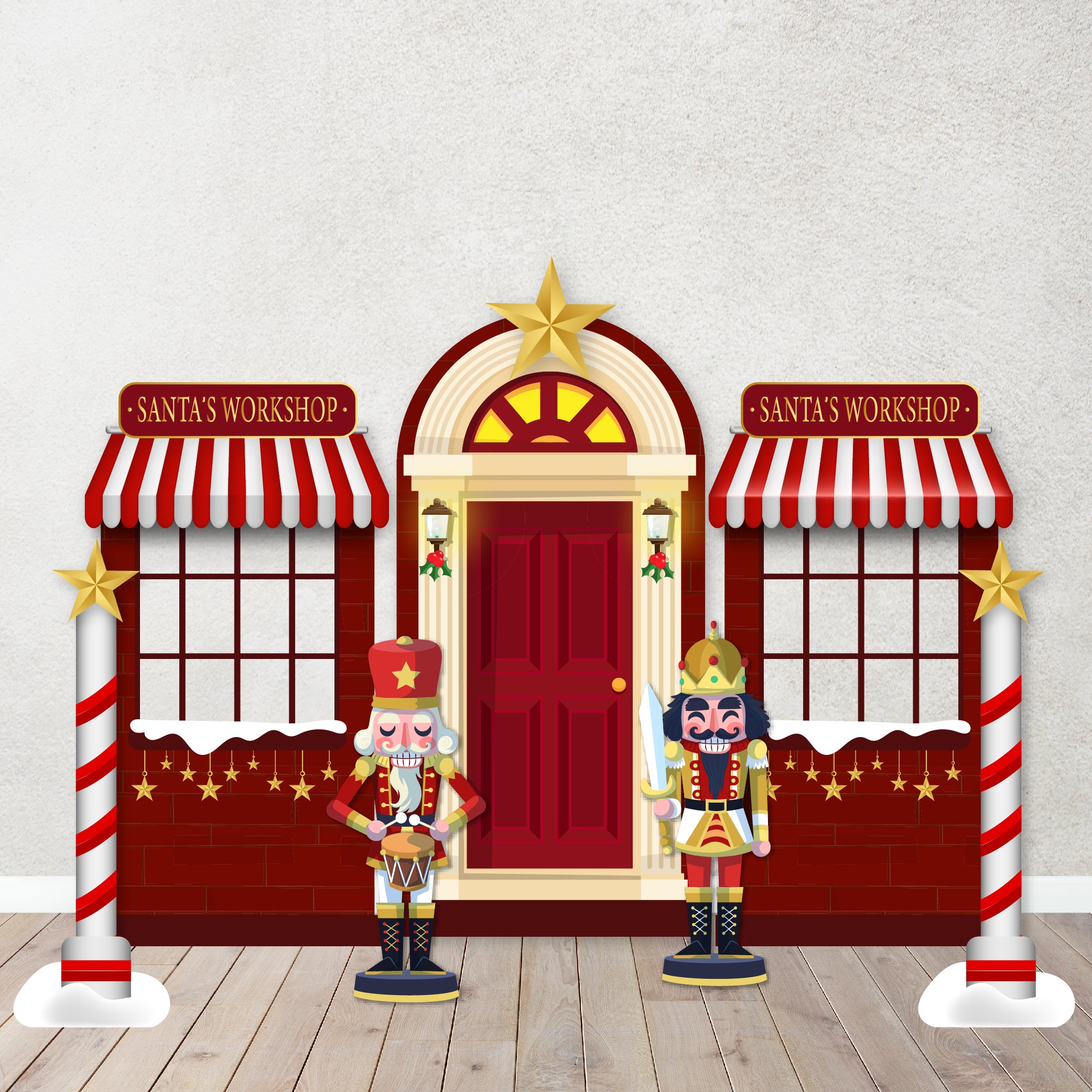 Christmas Backdrop Designs | Santa's Workshop Photo Props | Festive Ho ...